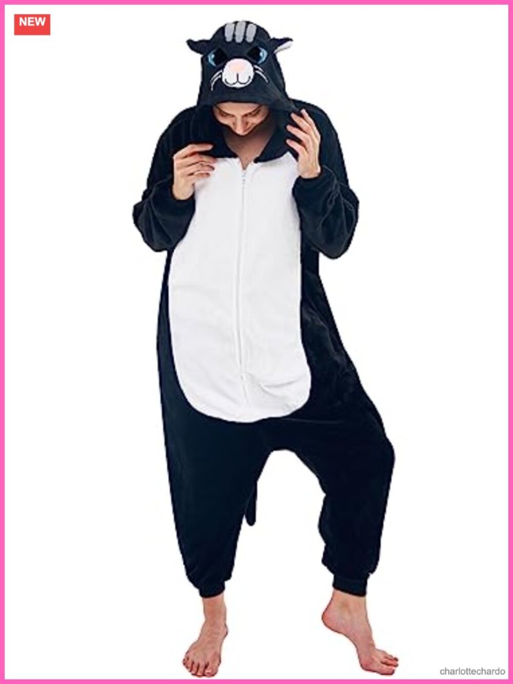 Unisex Adult Onesie Pajamas Animal Halloween Costume Sleepwear with Zipper and